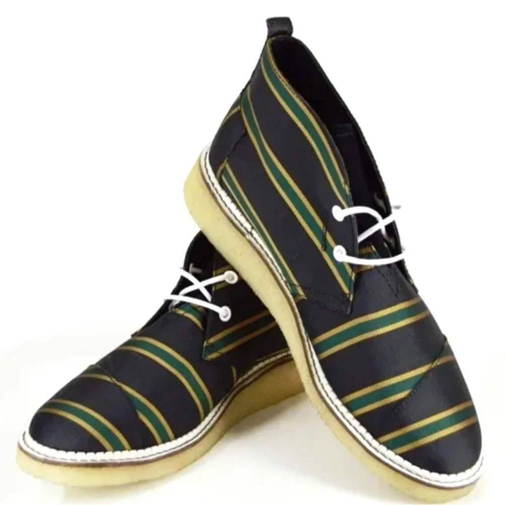 Brand New Without Box Men’s Toms+ Navy Green Stripe Botas Boots Size 9